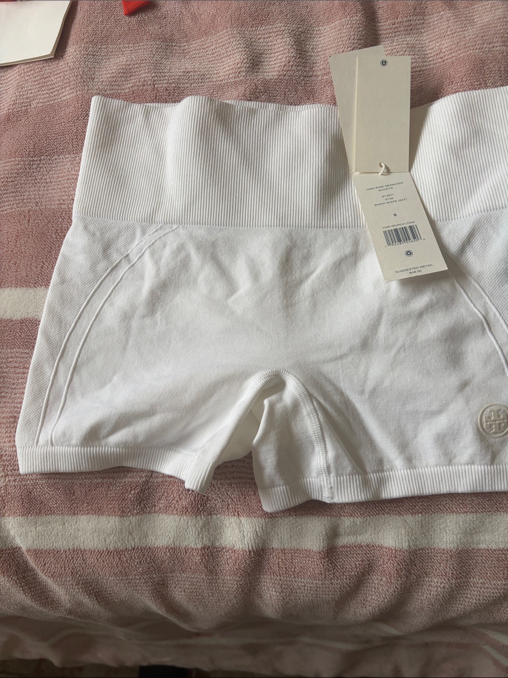 Tory Burch Ribbed Waist White Athletic Shorts